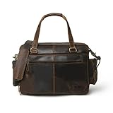 Timester Laptoptasche Kuriertasche für Herren Umhängetasche Vollnarbenleder Aktentaschen für Männer Herren Geschenke für Weihnachten, schwarz