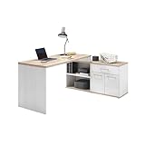 Stella Trading ROMANCE Eckschreibtisch in Sibiu Lärche Optik, San Remo - Moderner Bürotisch Computertisch mit großer Arbeitsfläche und Stauraum - 177 x 76 x 130 cm (B/H/T)