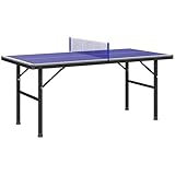 SPORTNOW Mini Tischtennistisch 153x76cm mit UV-behandelter Platte, Klapptisch für drinnen und draußen, Tischtennistisch mit verstellbaren Beinen, Netz und 5 Beinen, blau