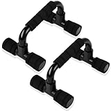 Flearitzo Push Up Bars 2er Set: Liegestützgriffe mit rutschfester Edelstahlstange, ideal für Ganzkörper-Übungen aus Polypropylen (PP), Schwarz