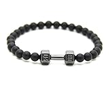 Lion&Son Fitness-Armband Herren-Mode-Schmuck Obsidian Vintage-Fashion Damen-Accessoire Sport-Band, Farbe:Grey