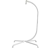 Hängesessel-Ständer, starker eiserner Hängesessel-Rahmen mit Federhaken, stabiler Sockel, strapazierfähiger Hängesessel-Ständer, 330 lbs, C-Ständer für Hängesessel im Innenbereich, Schlafzimmer,Garten