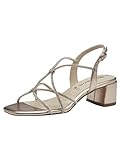 Tamaris Damen Sandalen mit Absatz Vegan Blockabsatz Sommer; LIGHT GOLD/metallic; 38