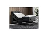 Vente-unique-Boxspringbett mit gestepptem Kopfteil + elektrischem Untergestell mit Relaxfunktion + Matratze + Topper - 100 x 200 cm - Stoff - Anthrazit - LODI von Palacio