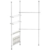 GOPLUS Teleskop Garderoben ohne Bohren, verstellbares Kleideraufbewahrungssystem, pulverbeschichtetes Metall, Regalsystem mit Gummifüße, Begehbarer Kleiderschrank, Belastbar bis 28 kg (Modell 2)