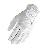 Wilson Damen Golfhandschuh, Größe M, Links, LLH, Weiß, Feel Plus, WGJA00770M