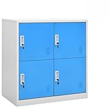 Youuihom Schließfachschrank Set 2 Stück Hellgrau Blau Metall Aufbewahrungsschrank Modern Robust 90x45x92,5cm für Büro Schule und Haushalt