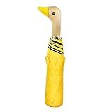 Entenschirm - Faltbarer Regenschirm Winddicht | Holzgriff Kompakte Reiseschirme | 8 Knochenstruktur, Regensonnenschutz, leicht tragbar (gelb/rosa/schwarz), niedliches Entengriff-Design, yellow (gelb