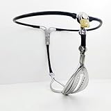 Edelstahl Keuschheitsgürtel für Frauen Keuschheit Unsichtbar Keuschheitskäfig mit Loch Verstellbarer Sklave Chastity Belt Fetisch Bondage Sexspielzeug (Schwarz, Verstellbar 90-120cm)