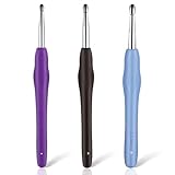 Dimeho 3er-Pack Häkelnadel-Stricknadeln ergonomische Haken mit weichem Griff glatte leichte Stricknadel professionelles Gummi-Metall-Häkelwerkzeug für Garnhandwerk Anfänger und Fortgeschrittene
