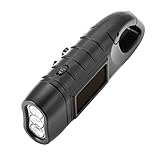 Mrisata LED Tragbare Taschenlampe Multifunktions Solar Lade Taschenlampe Licht für Camping Notfall (Schwarz)