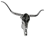 zeitzone Stierkopf Wanddeko Silber Rinderschädel Metall Bullenschädel Wandskulptur