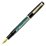 Pelikan Füllhalter Classic 200, Grün-Marmoriert, Feder B (breit), hochwertiger Kolbenfüller im Geschenk-Etui, 994145