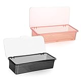 STOBAZA Transparenter Küchenbesteck-Organizer mit Deckel, Lebensmittelqualität, Kunststoff, Aufbewahrungsbehälter für Löffel, Gabeln und Essstäbchen, vielseitig einsetzbar, 2 Stück