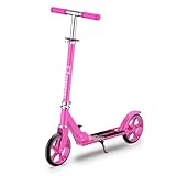 FOXSPORT Klappbarer Roller, Erwachsenen Scooter, Tretroller Kickscooter Cityroller - höhenverstellbar, 200mm Räder (Rosa)