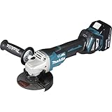 Makita DGA517RTJ Akku-Winkelschleifer 18 V / 5,0 Ah mit Paddleschalter, 2 Akkus + Ladegerät im MAKPAC, Schwarz