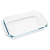 Klein Auflaufform Glas, 1 L Lasagne Auflaufformen aus Borosilikatglas, 26 x 15 x 4,5 cm Backform Rechteckig Ofenform mit breiten Griffen, Mikrowellenfest, temperaturbeständig, spülmaschinenfest