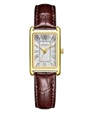 CIVO Damenuhr Lederarmband Klein Armbanduhr: Gold Rechteckige Uhren Damen Analog Quarz - Vintage Frauen Uhr Geschenke Klassische