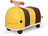 B. toys Rutschauto aus Holz – Rutscher Biene auf Rollen für Kinder und Babys, Kinderfahrzeug, Rutschfahrzeug, Babyrutscher, Spielzeug ab 18 Monaten, Gelb