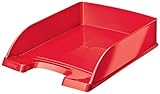 Leitz WOW Briefkorb A4, Briefablage in Premium-Qualität, Stapelbares Ablagefach als Schreibtisch-Organizer, Ideal für Büro, Home Office & Schule, Rot, 52263023