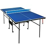 HLC Faltbarer Tischtennistisch, 12 mm dick, MDF-Platte, Stahlbeine, mit Tragetasche, 206 x 114,5 x 76 cm