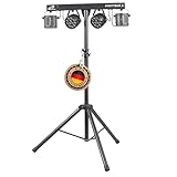 ETEC Professional LED PARTYBAR 2 – 2x PAR Scheinwerfer & 2x Derby Effekt inkl. Stativ & Fernbedienung – Musikgesteuertes Disco Licht Komplettset für DJ, Party & Bühne