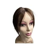 Körperpflege Haarteile aus Schweizer Spitze mit Mittelscheitel, handgewebtes Echthaar mit Pony, Haarverlängerungen for Frauen mit leichtem Haarausfall Haarverlängerungen(Dark Brown)