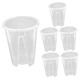 SEWACC 6 Stück Transparente Pflanztöpfe für Orchideen aus Robustem PP mit Belüftungslöchern und Untersetzern Atmungsaktive Anzuchttöpfe für Blumen und Gemüse für Innenraum und