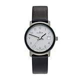 Dugena Damen-Armbanduhr Nero, Quarz, Edelstahlgehäuse, Mineralglas, Lederarmband, Dornschließe, 5 bar, Farbe:Silber/Schwarz