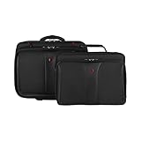 WENGER Patriot 2-TLG Laptop Trolley für Notebook bis 17 Zoll, herausnehmbare Laptop-Tasche 15,6 Zoll, 25 l, Damen Herren, Büro Business Reisen, Schwarz, 600663