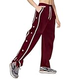Reha Hose Damen Seitlich zu Öffnen Jogginghose Postoperative Hose Weites Bein Trainingshose Jogger Freizeithose Lang Knopfleiste Sporthose Button Fitness Sweathose Seitenschnalle Split Basketball Hose