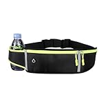 Valleycomfy Laufgürtel, Hüfttasche Bauchtasche Laufgürtel Handy, Bauchtasche mit Nacht Reflexband und Kopfhöreranschluss, für Laufen, Walken, Fitnessstudio, Sport(Schwarz)