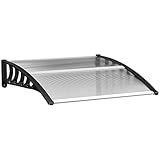 Outsunny Pultvordach Vordach für Haustür 103 x 96,5 x 27 cm Überdachung mit UV Schutz, Regenschutz Sonnenschutz für draußen Alu Transparent