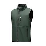 Herrenweste, Vintage, leichte Softshell-Weste für Herren, Outdoor-Kleidung, winddicht, ärmellos, gefüttert, mit Fleece gefüttert, Reißverschluss, für Wandern, Tank Top, Ag., L