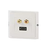 Lon0167 Audio Video 2 RCA und 1 HDMI Wandplattenanschluss (Audio Video 2 Cinch- und 1 HDMI-Wandplattenanschluss