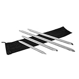 Wiltec Reifen Montiereisen Set 4-teilig, 300-600 mm, mit Montierhebel aus verchromtem Stahl mit Rolltasche, Montierhebel zum Reifenwechsel, Reifenmontage