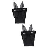 Veemoon Pferde-Fliegenmaske Mit Ohren – Effektiver Schutz Vor Insektenbissen Im Freien - Ideal Für Empfindliche Pferde Aus Strapazierfähigem Material in Elegantem Schwarz Größe M