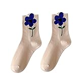 MOGSA Socken Damen Baumwolle Socken Niedlich Herbst Frauen Socken Schöne Tier Frauen Panda Bär Schwein Giraffe Cartoon Socken - Beige, Einheitsgröße