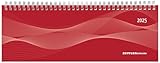 Zettler - Tisch-Querkalender 2025 rot, 29,7x10,5cm, Bürokalender mit 128 Seiten, Tages-, 1 Woche auf 2 Seiten, Monatsübersicht, Notizbereich, Adressteil, Ringbindung und deutsches Kalendarium