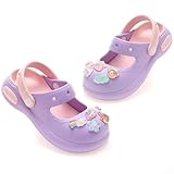 Kinder Clogs Unisex Gartenschuhe Mädchen Jungen Strand Hausschuhe Leichte Outdoor Flach Sandalen Badeschuhe Gartenclogs Sommer,Violett&Rosa