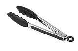 HENDI Servierzange, Geschirrspülmaschinengeeignet, mit hitzebeständigen Silikonzangen, Soft-Grip Griffe mit Verschluss, Küchenzange, Lebensmittel Zange, Grillzange, Kochzange, 267mm, Edelstahl 18/0