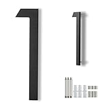Moderne Hausnummer für den Außenbereich 20,3 cm, große Hausnummern aus Metall Zahlen für Hausadresse mattschwarz für den Außenbereich schwimmend bündig vertikal horizontal Aluminium hausnummer 1