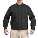Shznruwy Übergangsjacke Herren Einfarbig Stehkragen Bomberjacke Einreihig College Jacke Mit Taschen Lässige Winter Herrenjacke Klassische Oversize Thermojacke Fashion Baseball Mantel Outdoorjacke