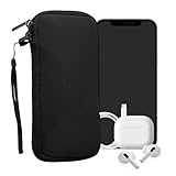 kwmobile Handytasche für Smartphones XXL - 7' - Neopren Handy Hülle Schwarz - Handy Tasche 17,7 x 8,5 cm Innenmaße