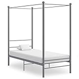 HOMEELIKE Himmelbett Grau Metall 90x200 cm
