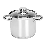 Edelstahl-Kochtopf mit Glasdeckel & Kaltgriffen 1,8L, Gulaschkessel Suppentopf Spargeltopf Soßentopf Topf - Universal für alle Herdarten (Induktion, Ceran, Gas)