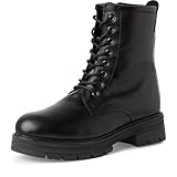 MARCO TOZZI Damen Schnürstiefel ohne Absatz aus Leder Winter, Schwarz (Black), 38 EU