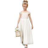 PLWEDDING Chiffon A-Linie Blumenmädchen Kleid Erstkommunion Kleider Kinder Geburtstag Hochzeit Partykleider(10,Champagner)