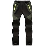 Asfixiado Kinder Softshellhose Skihose Gefüttert Wasserdicht Thermohose Jungen Mädchen Schneehose Winter Outdoorhose Wanderhose Cargohose(16012 Army Green XL)