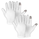 WLLHYF 2 Paar Weiße Baumwoll-Feuchtigkeitshandschuhe Spa Touchscreen-Handschuhe Nacht Schlafenszeit Feuchtigkeitsspendende Hände Handschuhe Trockene Hände Lotion Handschuhe für Männer Frauen